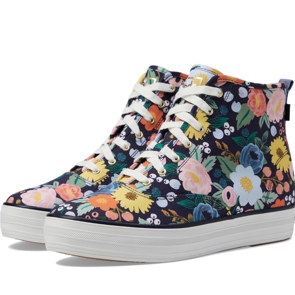 Keds X Rifle Paper The Platform Mid Vintage Blossom Navy 6.5 M